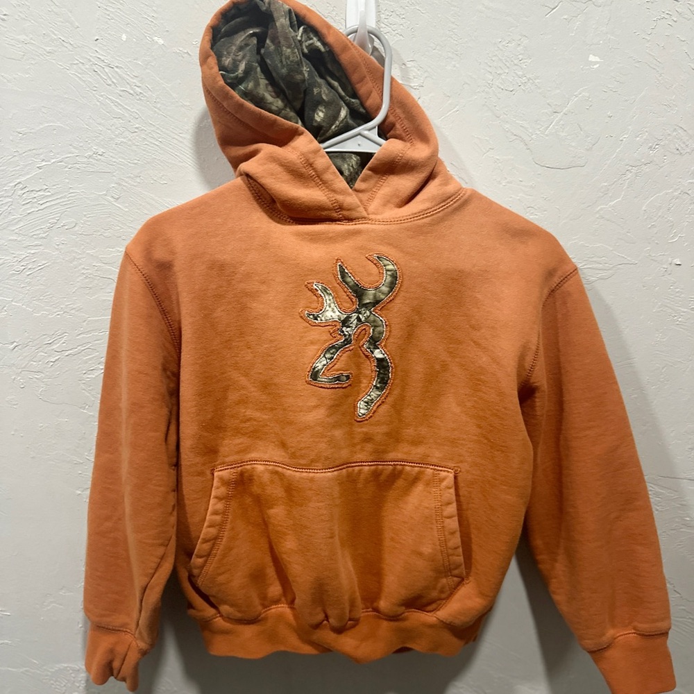 Orange Browning Hoodie with Camouflage Hood